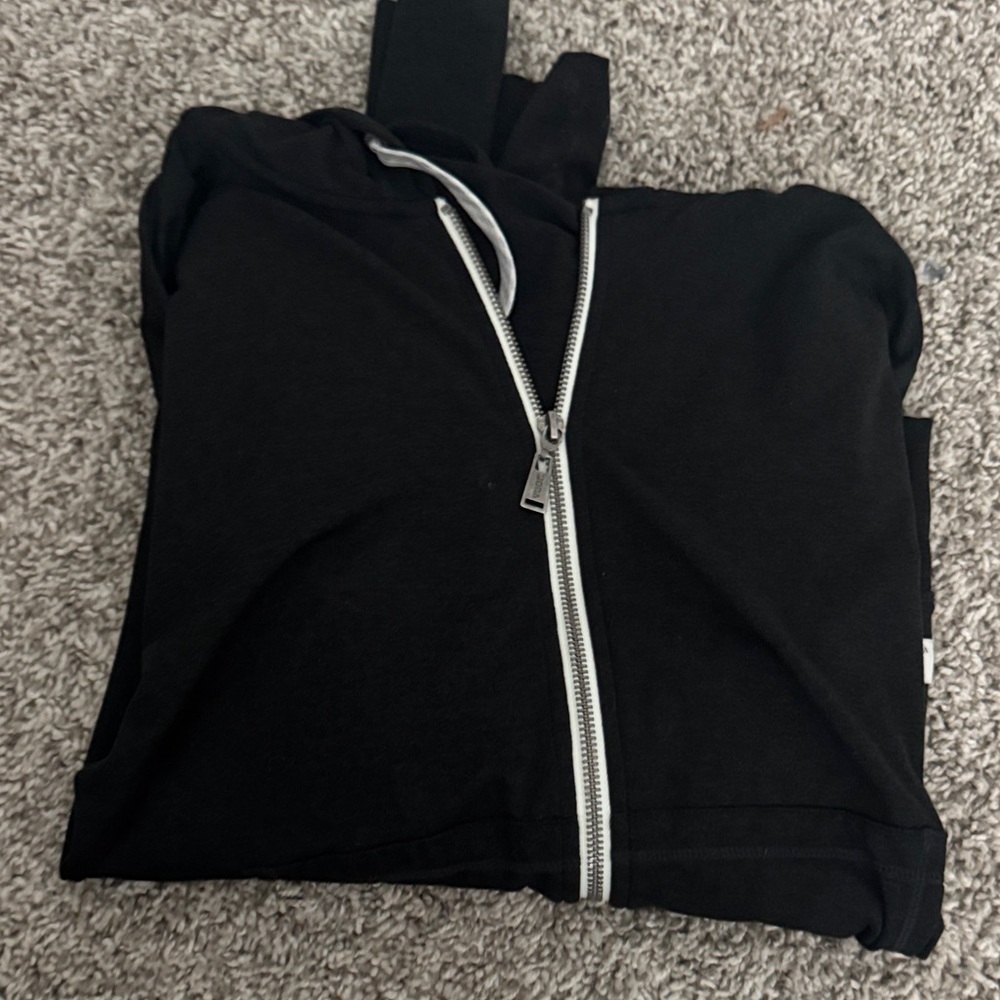 Black Hoodie with White Zipper